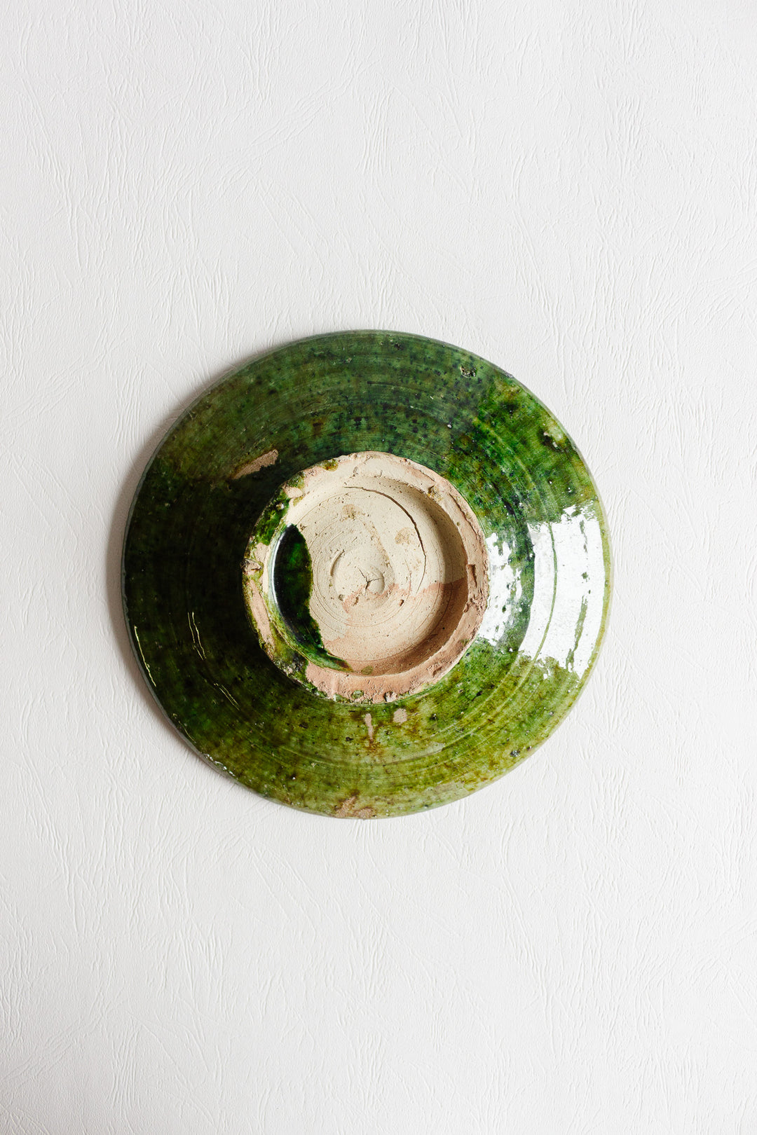 antique french glazed pottery green bowl
