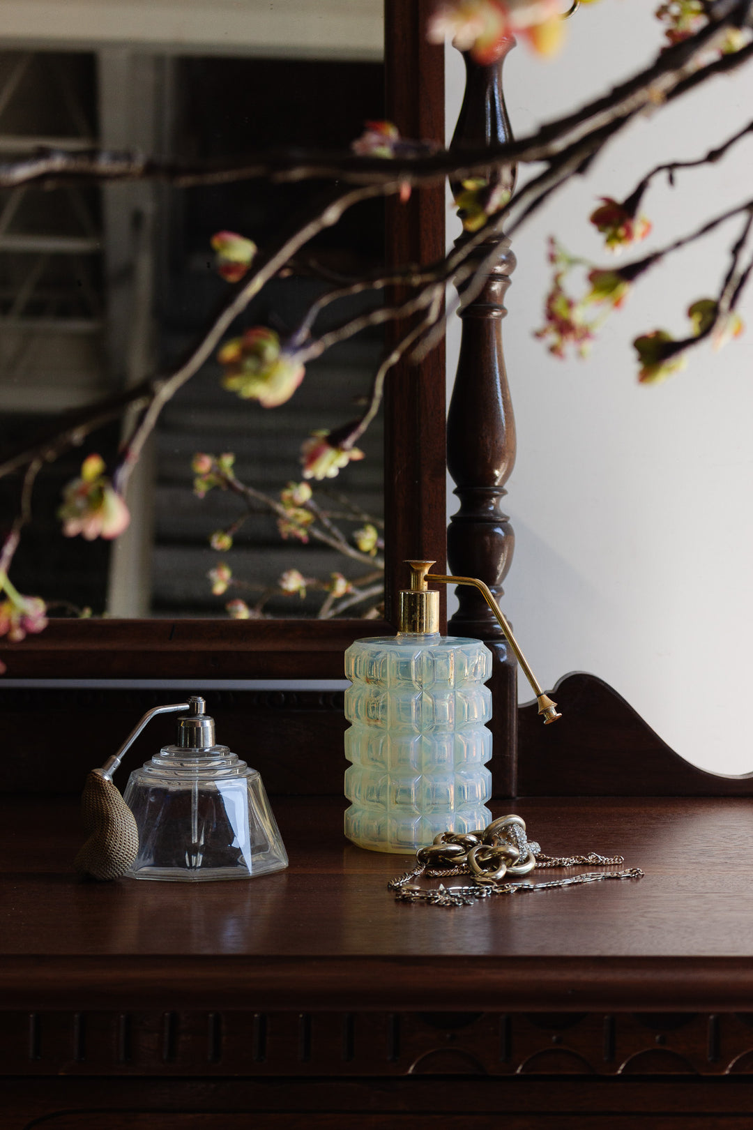 vintage french opaline perfume atomizer