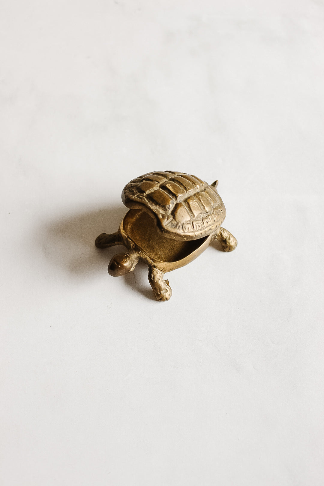 vintage French brass turtle jewelry box