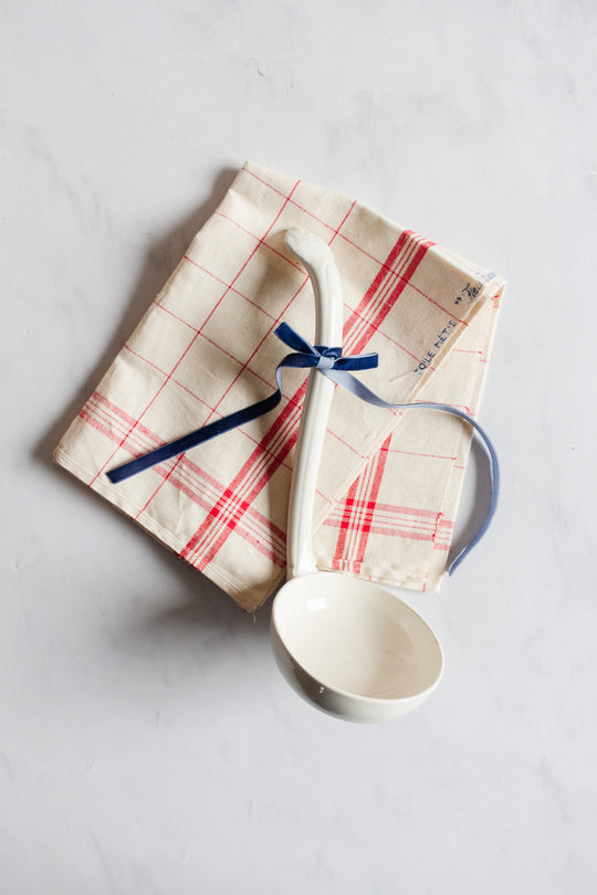 vintage french ceramic kitchen ladle