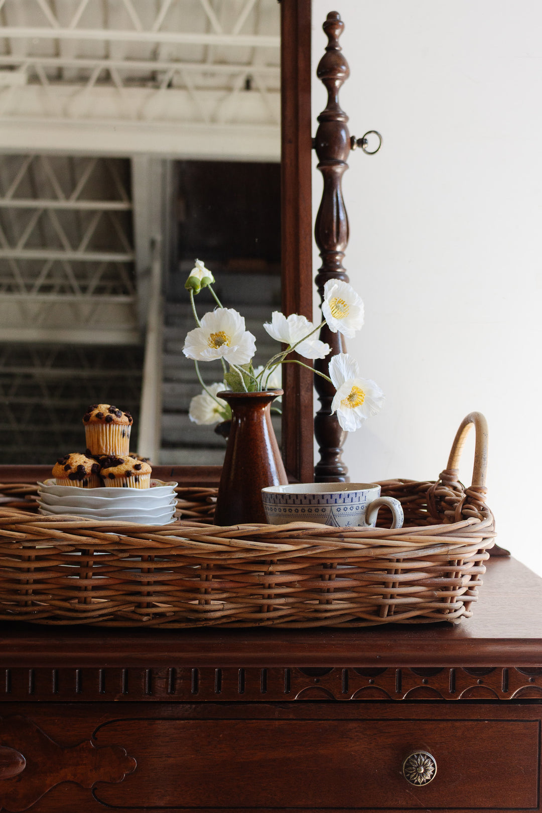 vintage french wicker tray