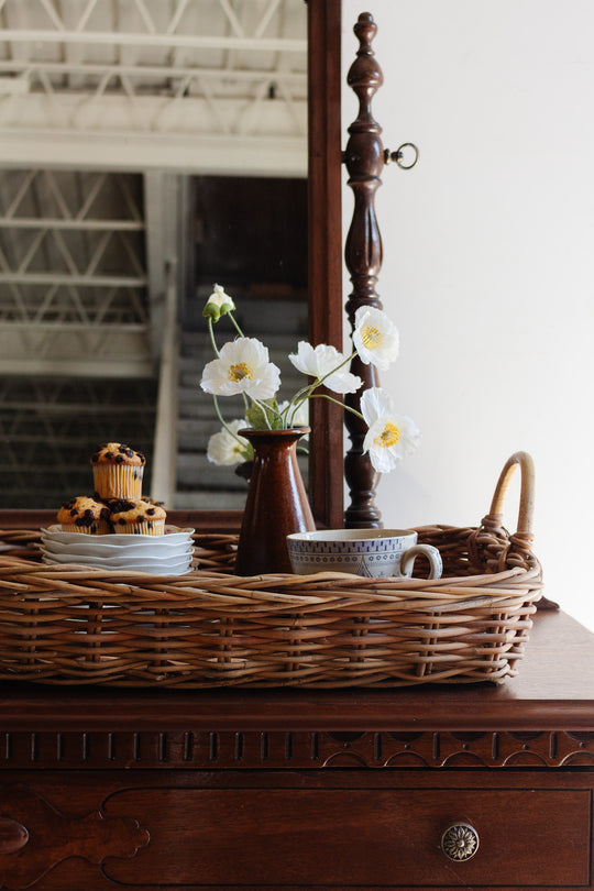 vintage french wicker tray