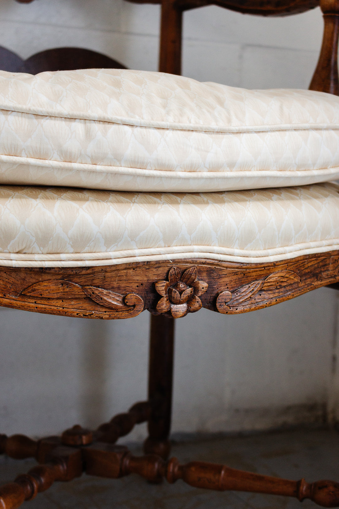pair of antique french provençal oak his and hers fireplace chairs