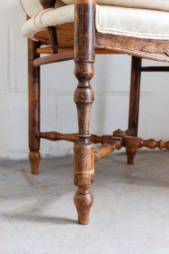 pair of antique french provençal oak his and hers fireplace chairs