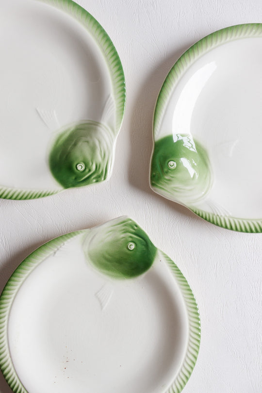 set of 3 antique french fish plates