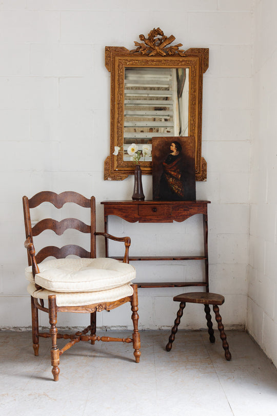pair of antique french provençal oak his and hers fireplace chairs
