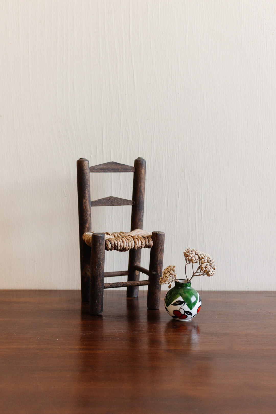 vintage french wood and rattan salesmen sample chair
