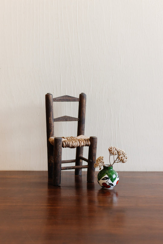 vintage french wood and rattan salesmen sample chair