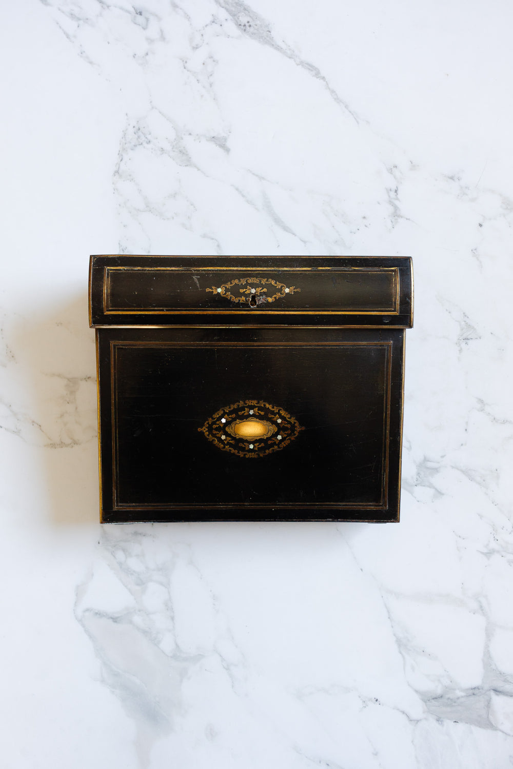 antique french napoleon iii ebonized "écritoire" with original inkwells