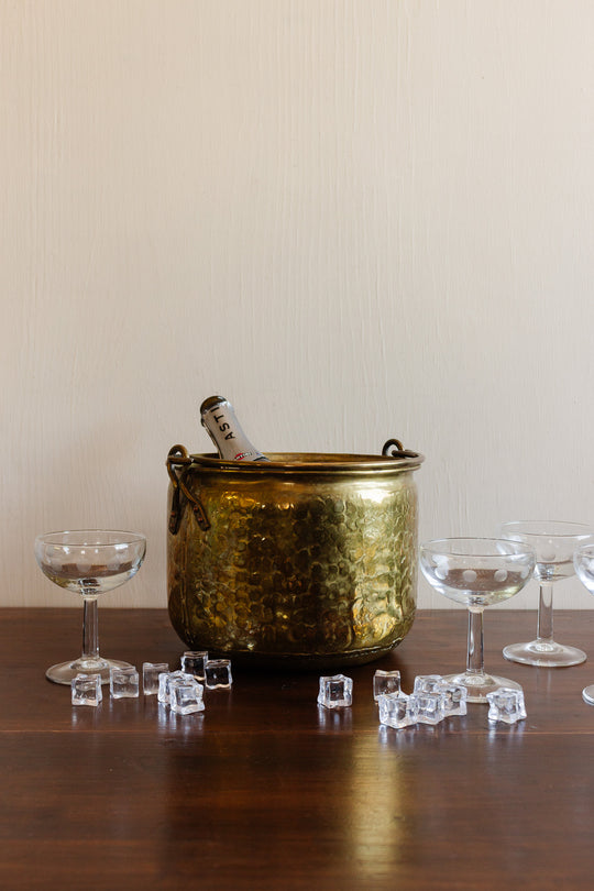 vintage french hammered brass bucket