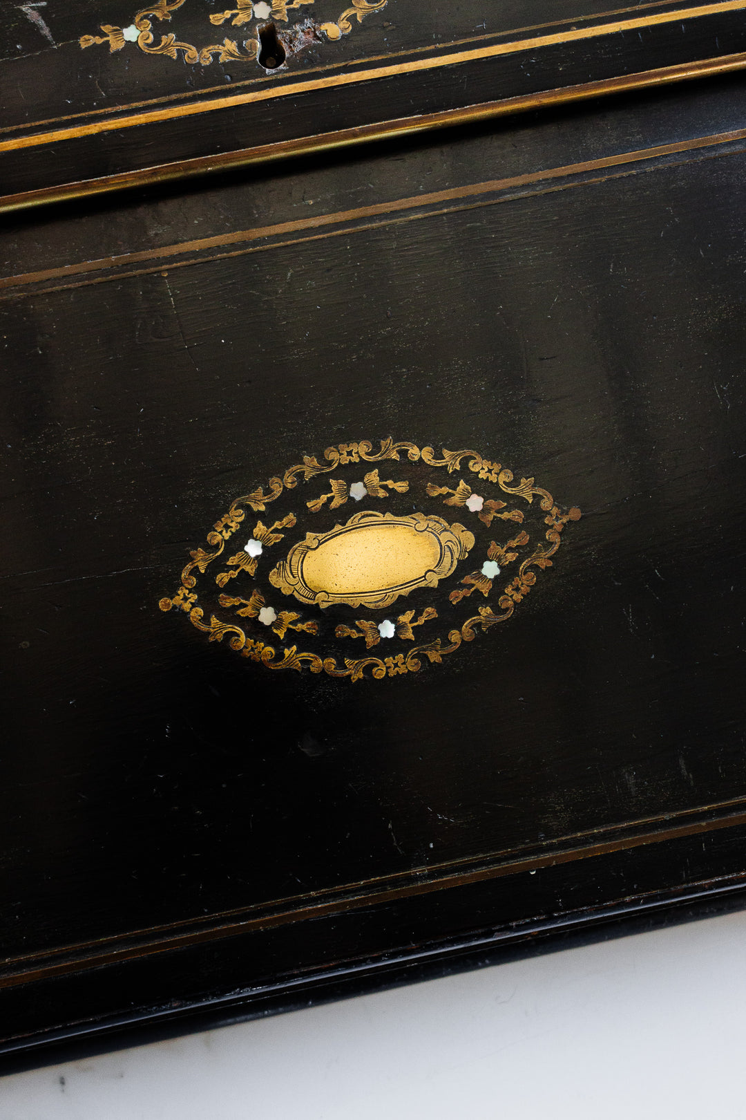 antique french napoleon iii ebonized "écritoire" with original inkwells
