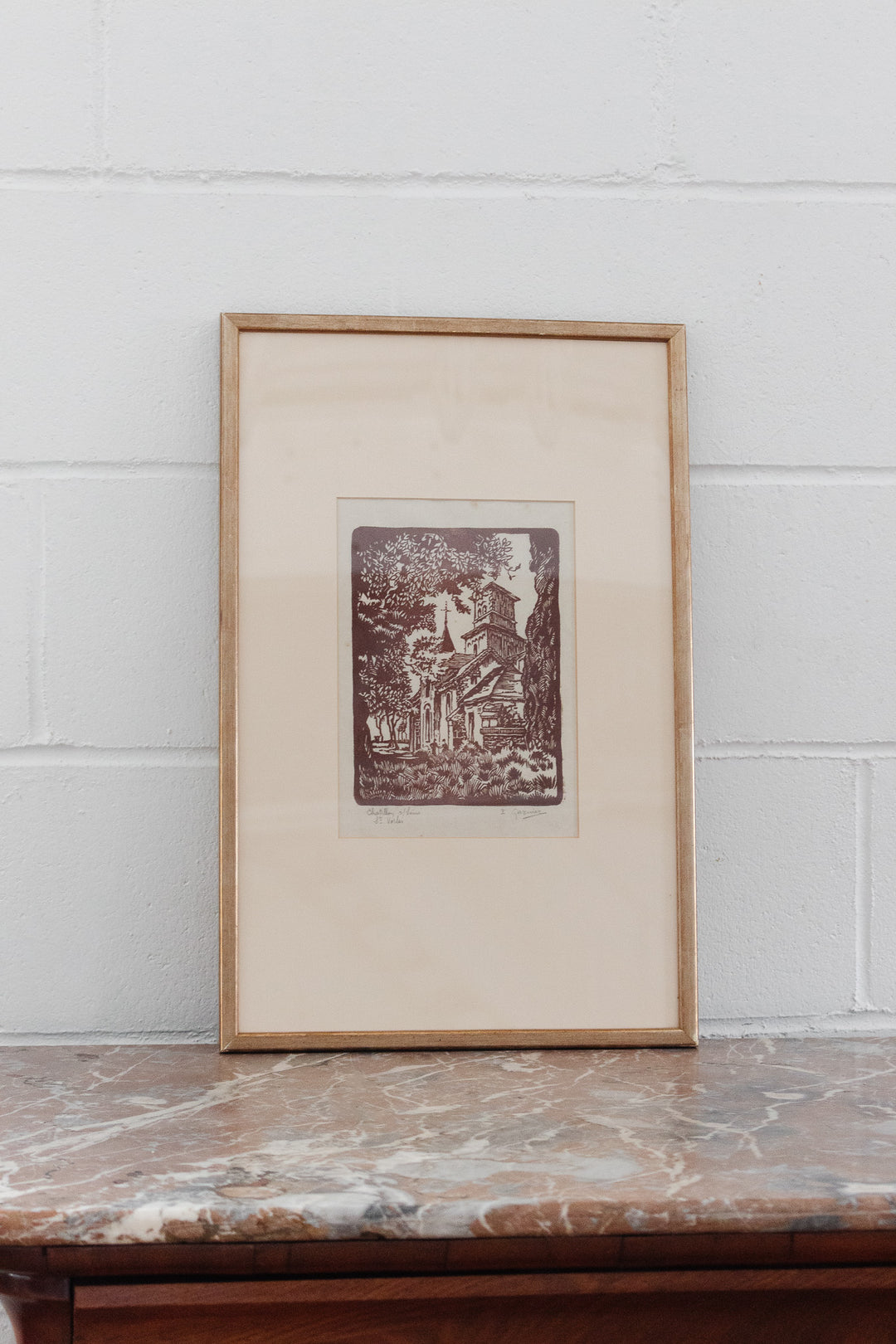 vintage french woodblock print "chatilloy / seine st vorles"