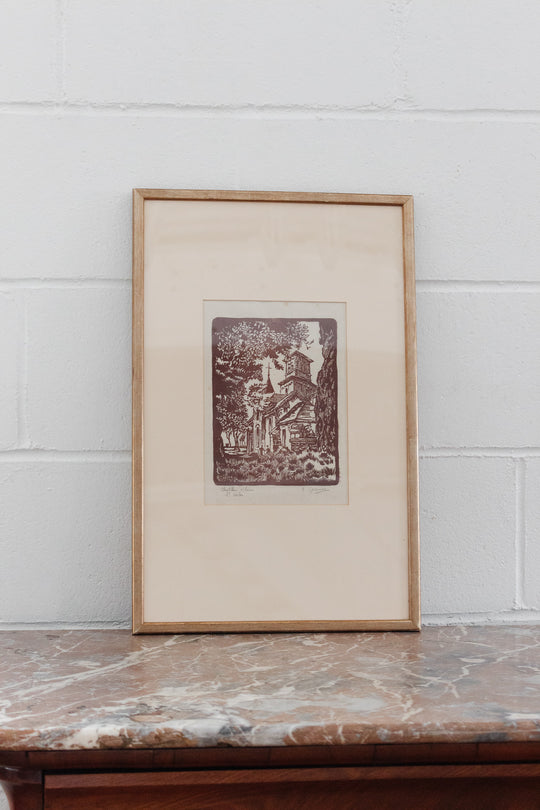 vintage french woodblock print "chatilloy / seine st vorles"