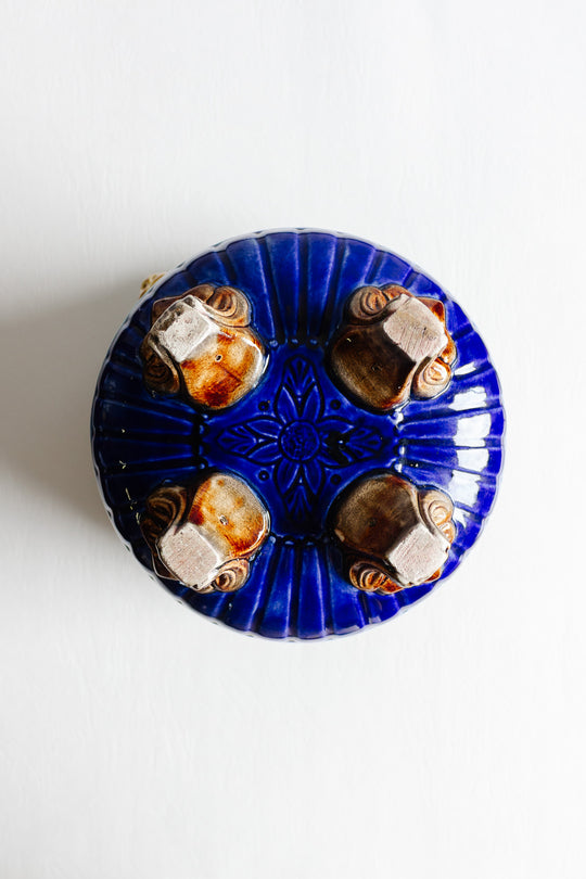19th century majolica ceramic footed cachepot attributed to Wasmuël
