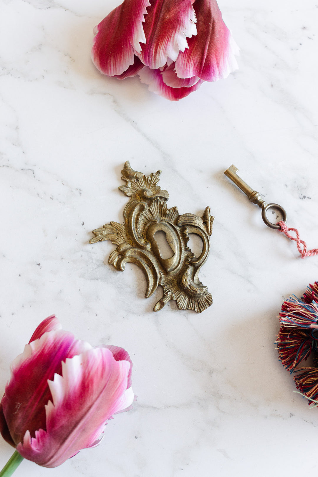 large antique french art nouveau key hole escutcheon