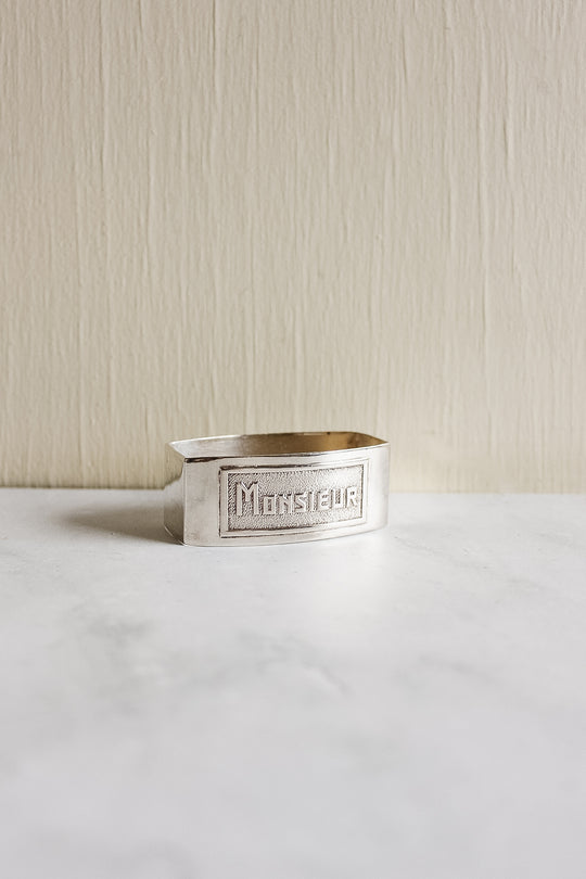 antique french madame et monsieur napkin ring set
