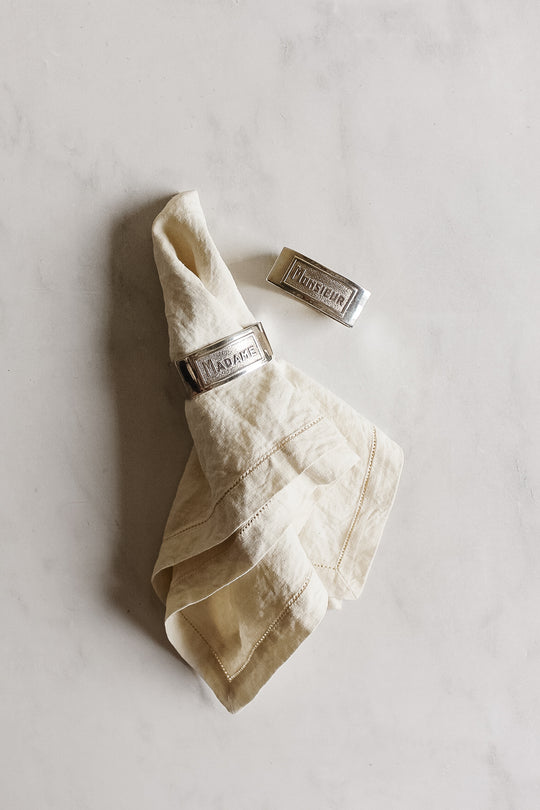antique french madame et monsieur napkin ring set