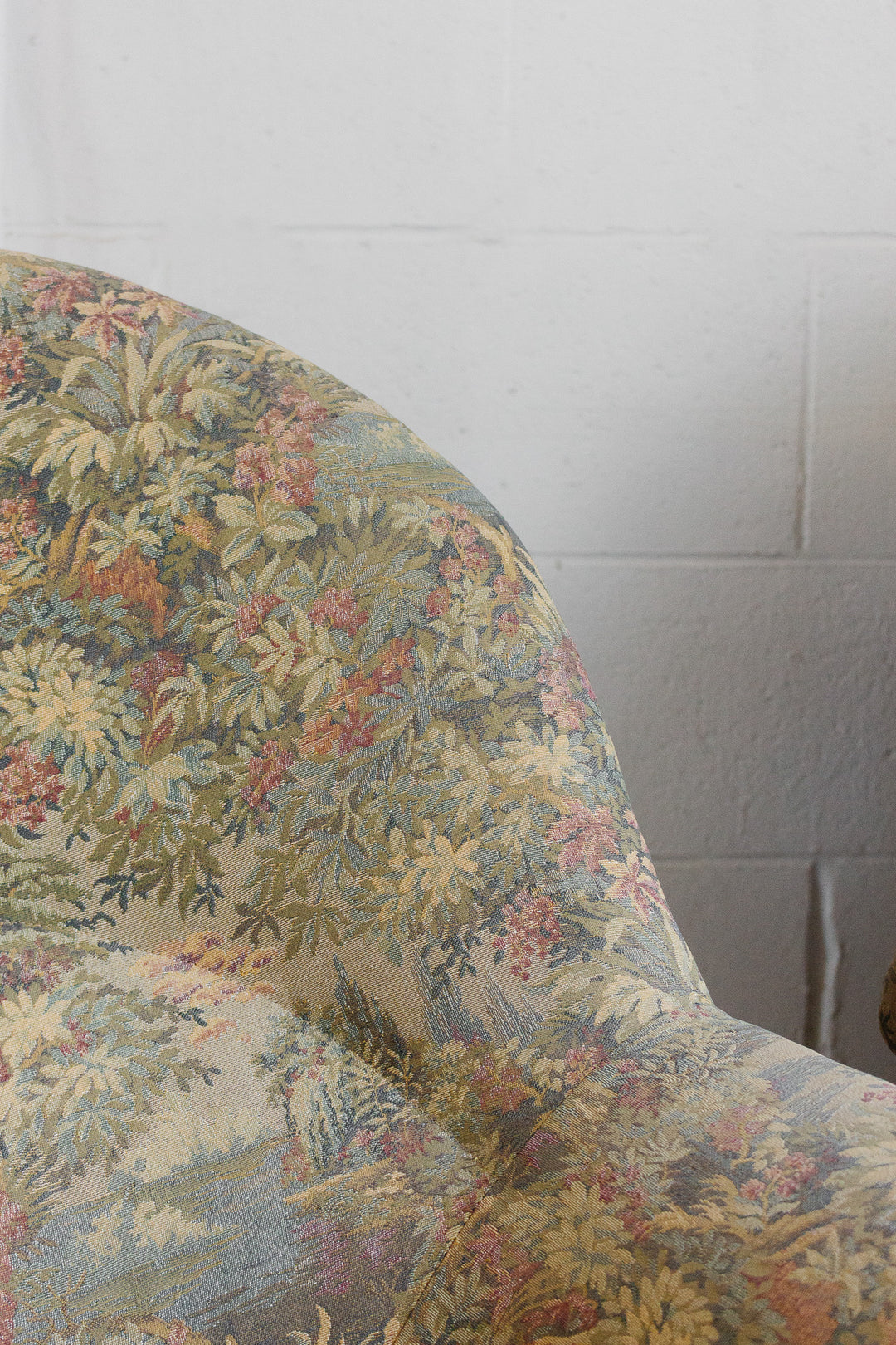 pair of antique french jacquard crapaud chairs