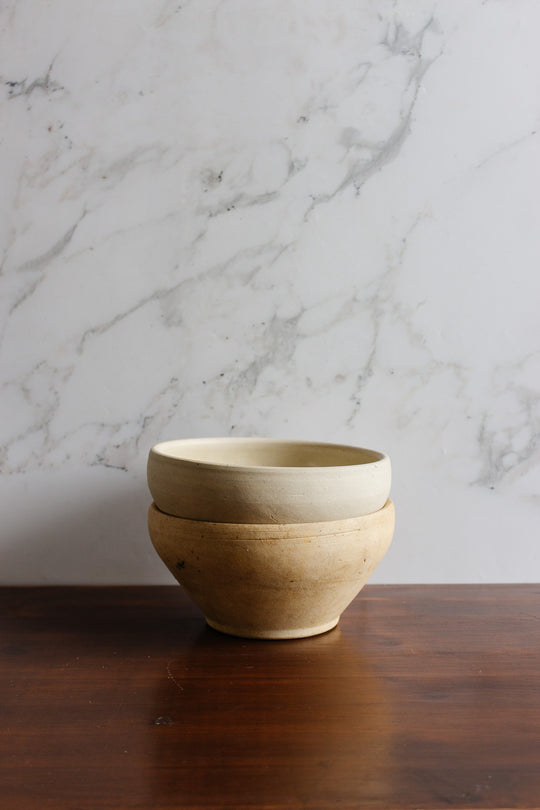 pair of antique french stoneware digoin bowls