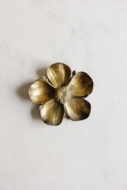 vintage french brass lotus ashtray