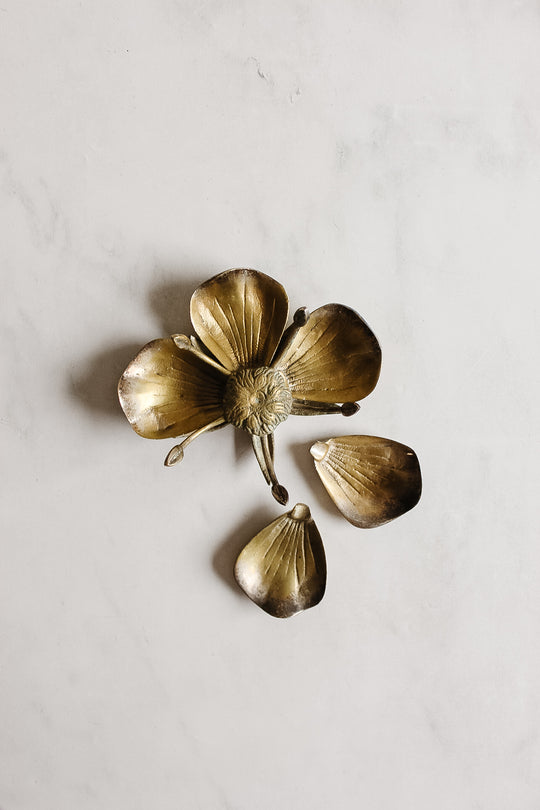 vintage french brass lotus ashtray
