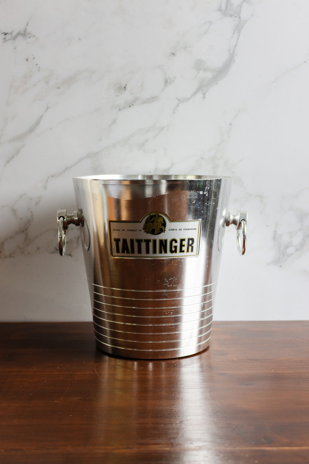 vintage french aluminum "tattinger" champagne bucket