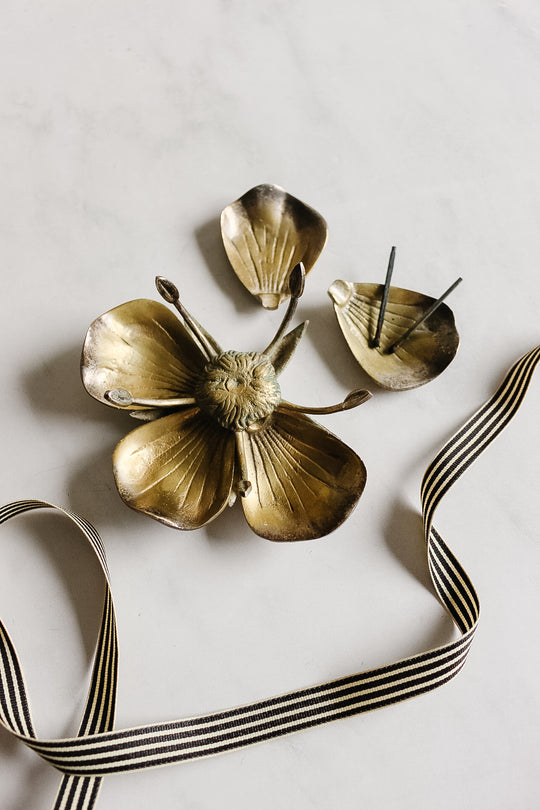 vintage french brass lotus ashtray