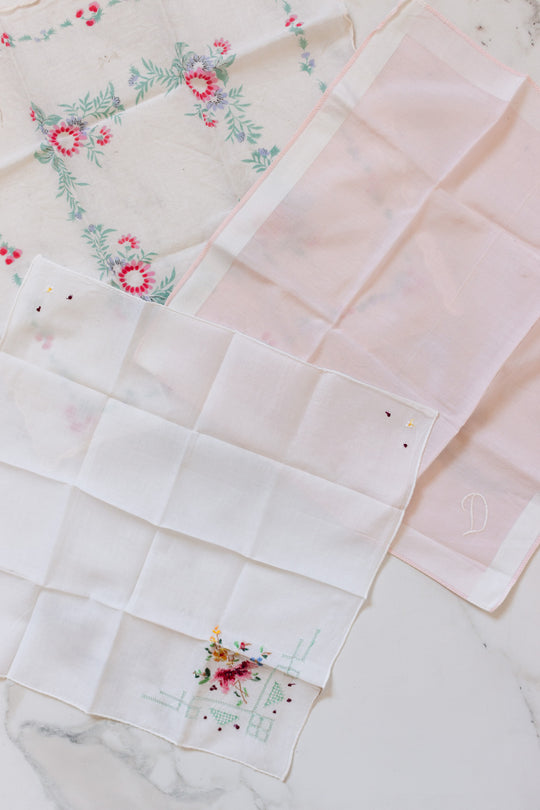 vintage french petite hankerchief