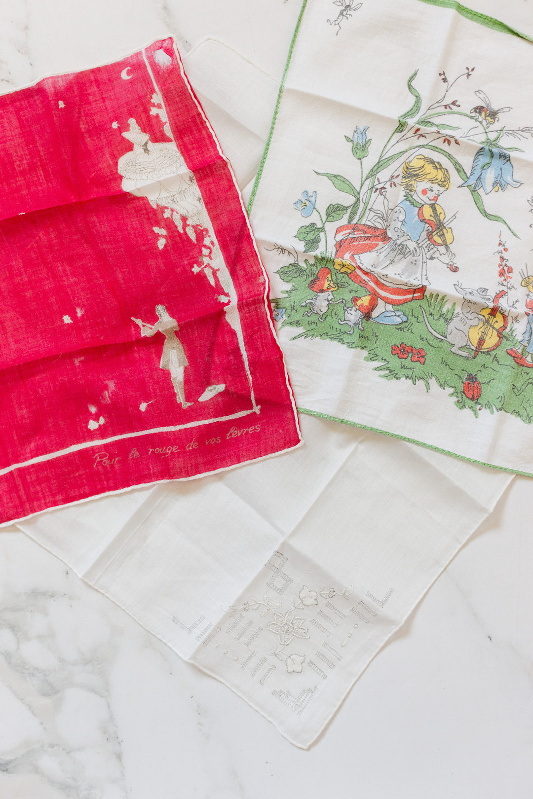 vintage french petite hankerchief