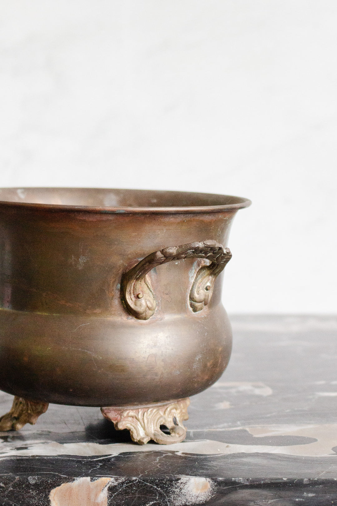 vintage french brass handled pot