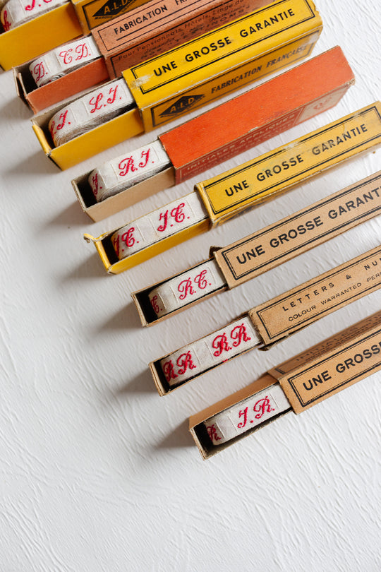 antique french monogrammed ribbons