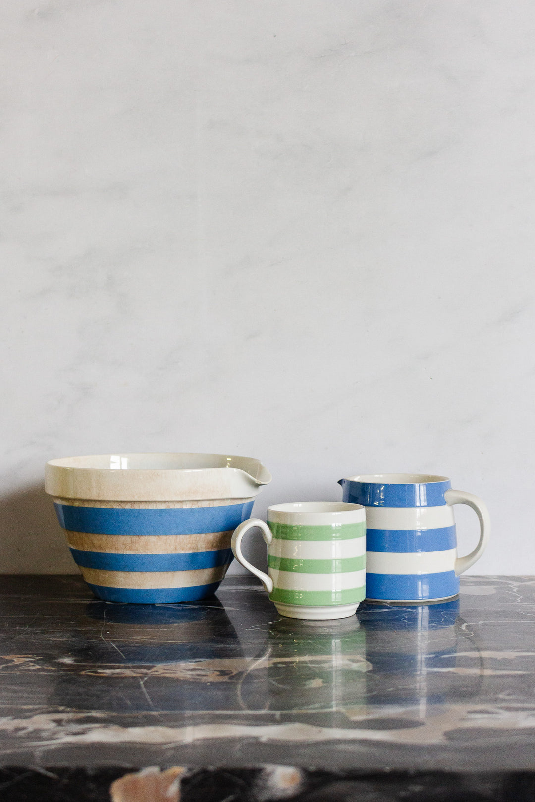 TG green and co 1930s cornishware striped set