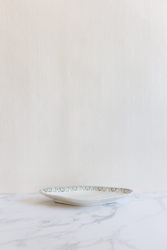antique french st. amand green transferware ravier