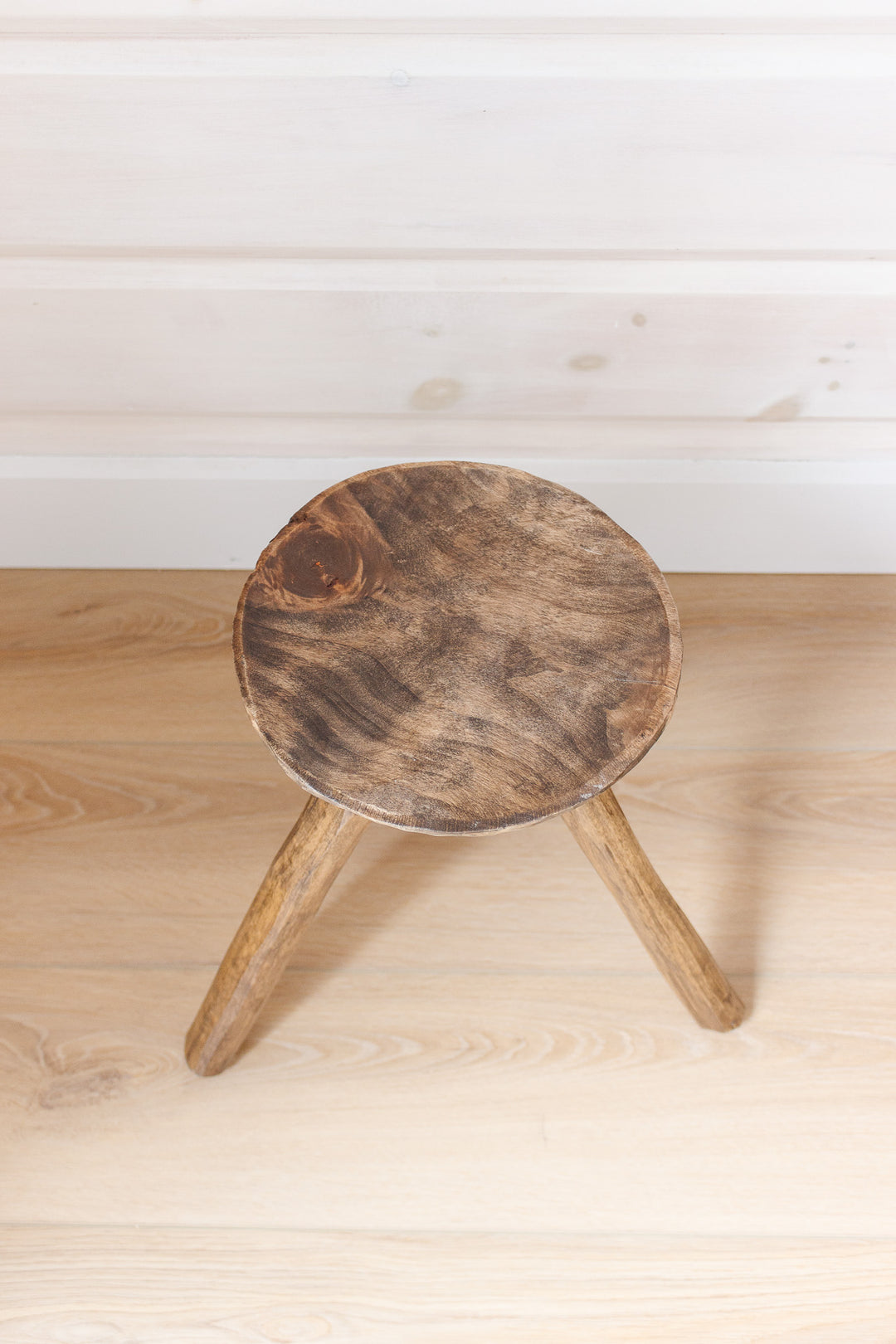 reclaimed wood primitive milking stool