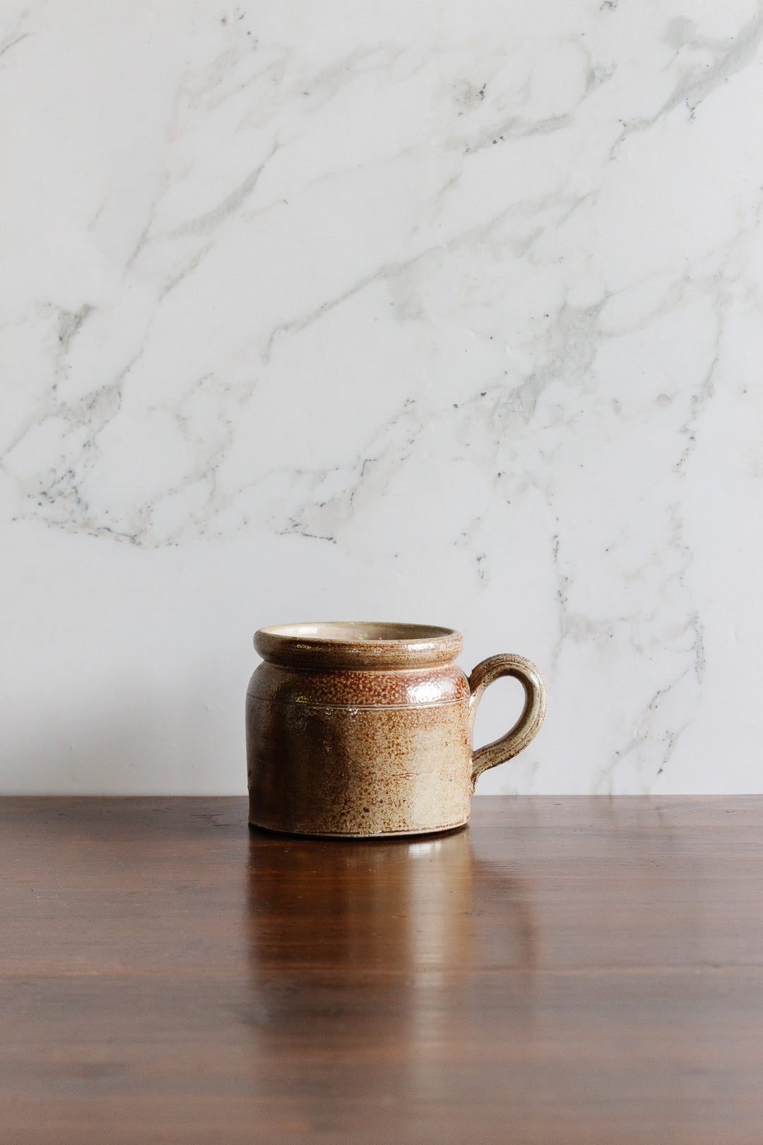 antique french stoneware pot with handle