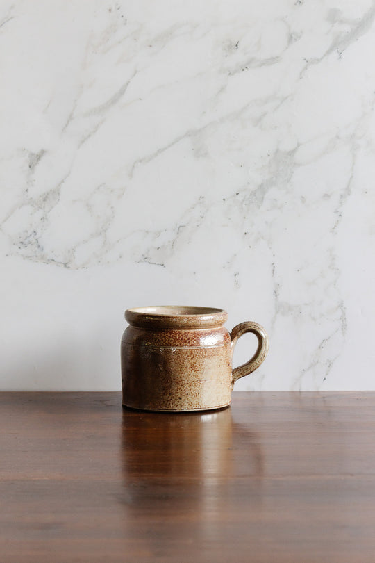 antique french stoneware pot with handle