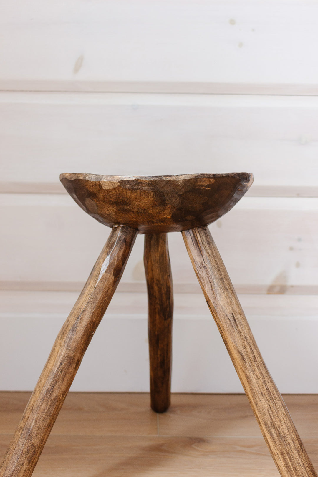 reclaimed wood primitive milking stool