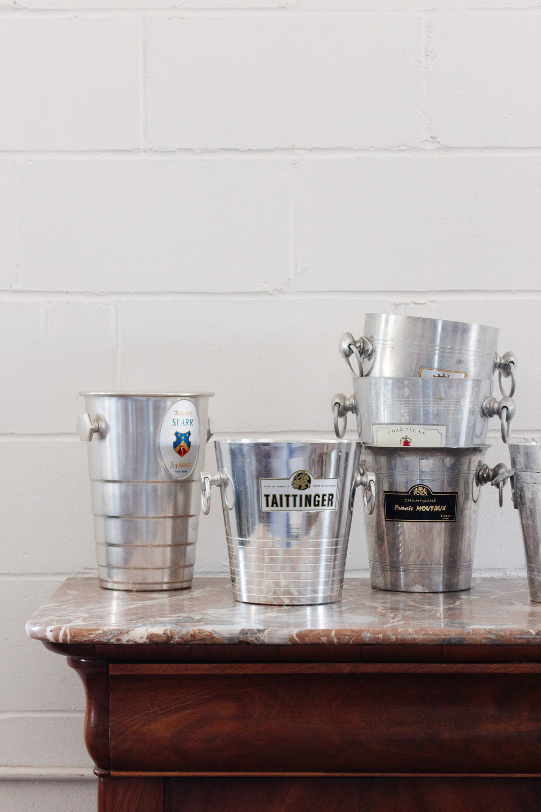 vintage french aluminum "tattinger" champagne bucket