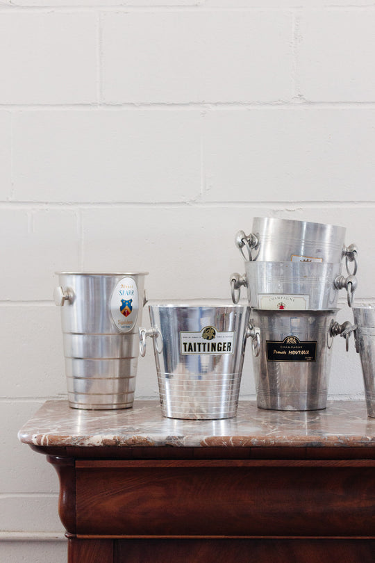 vintage french aluminum "tattinger" champagne bucket