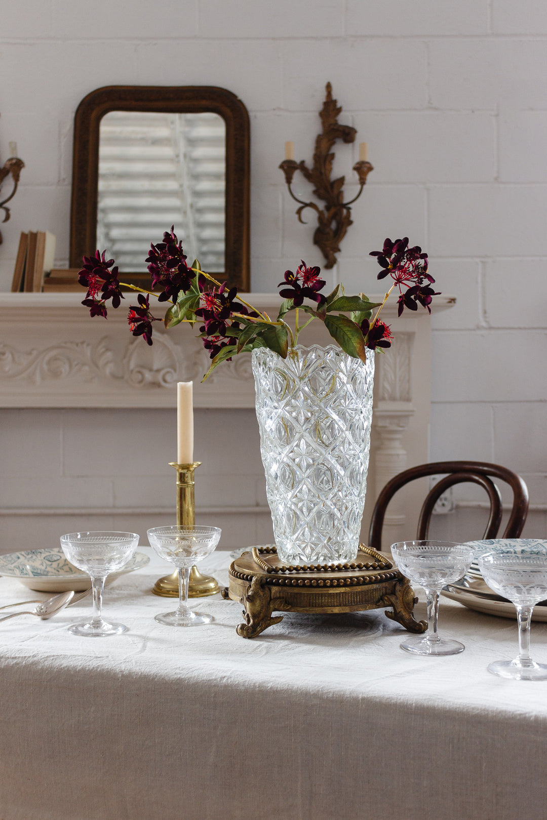 midcentury French cut glass vase