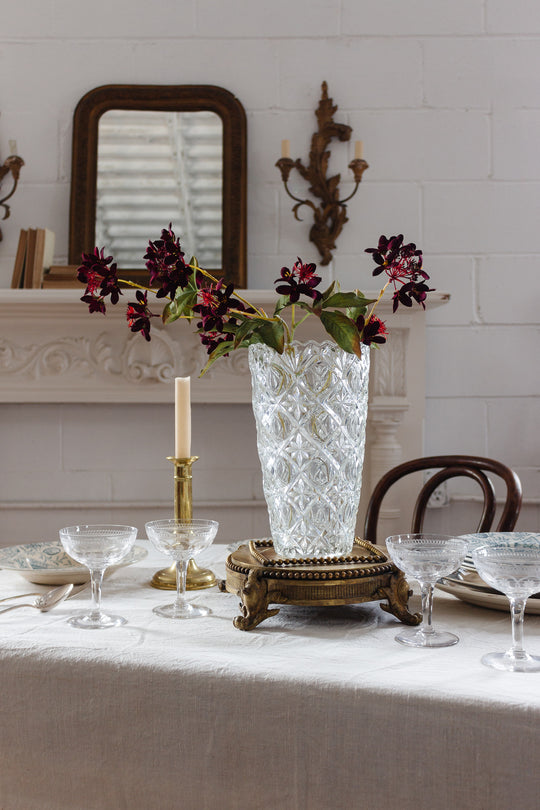 midcentury French cut glass vase
