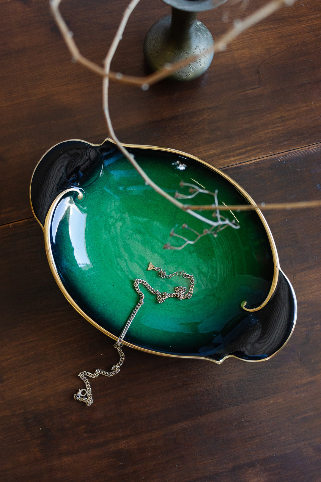 vintage carltonware "vert royale" green and black dish
