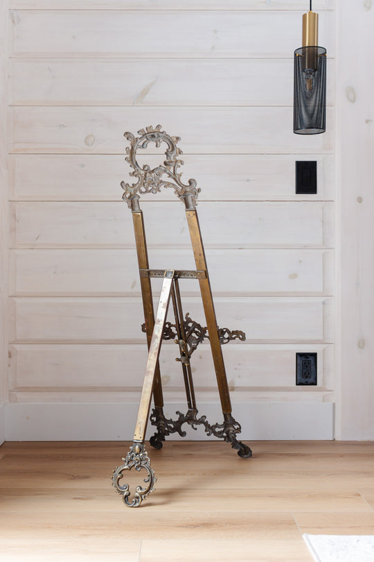 vintage french rococo brass easel