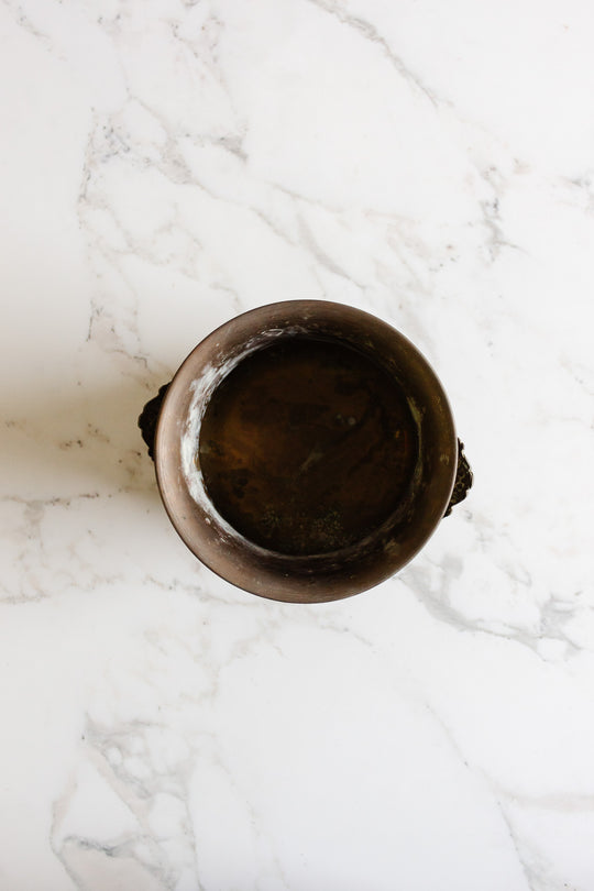 vintage french brass handled pot