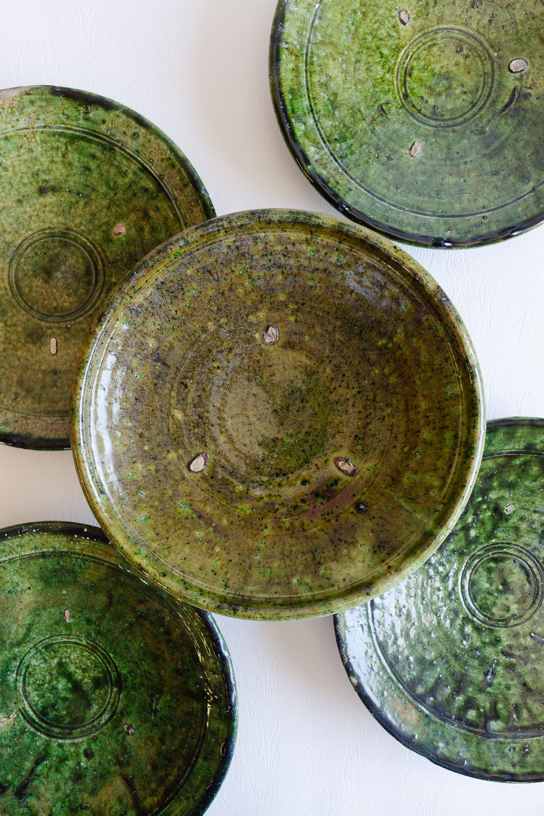 antique french glazed pottery green bowl