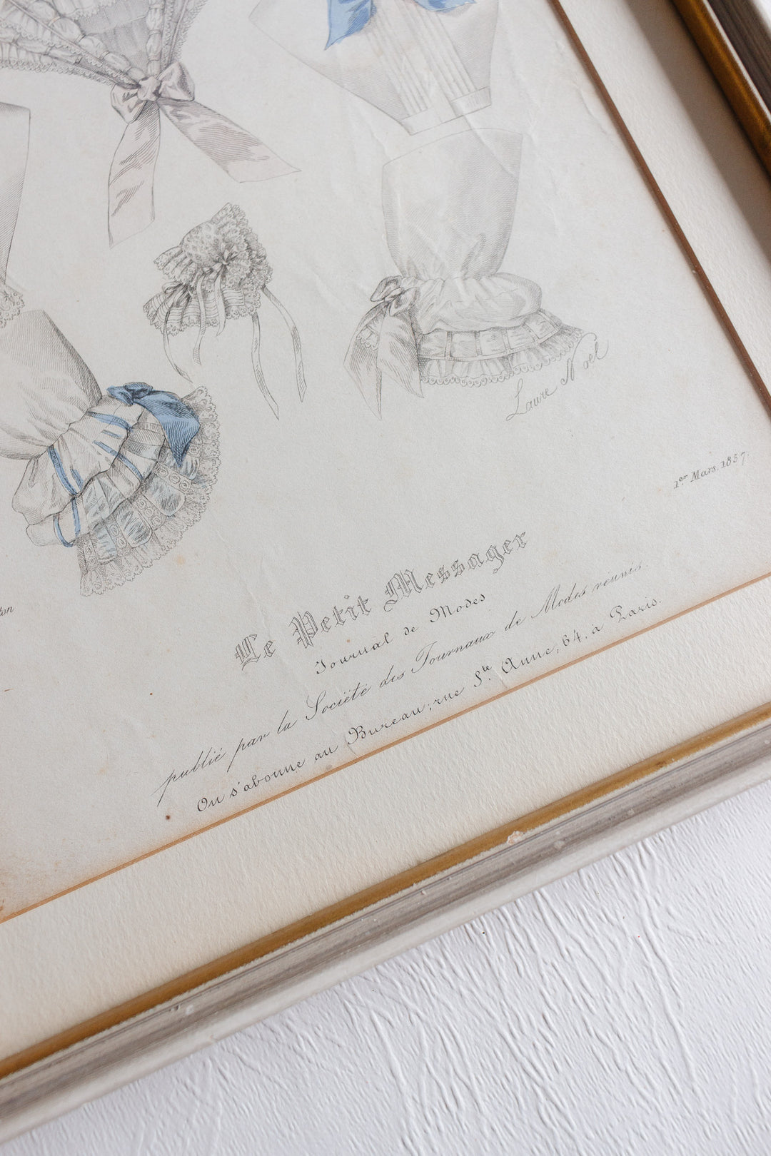 "journal de modes" antique french hand painted engraving