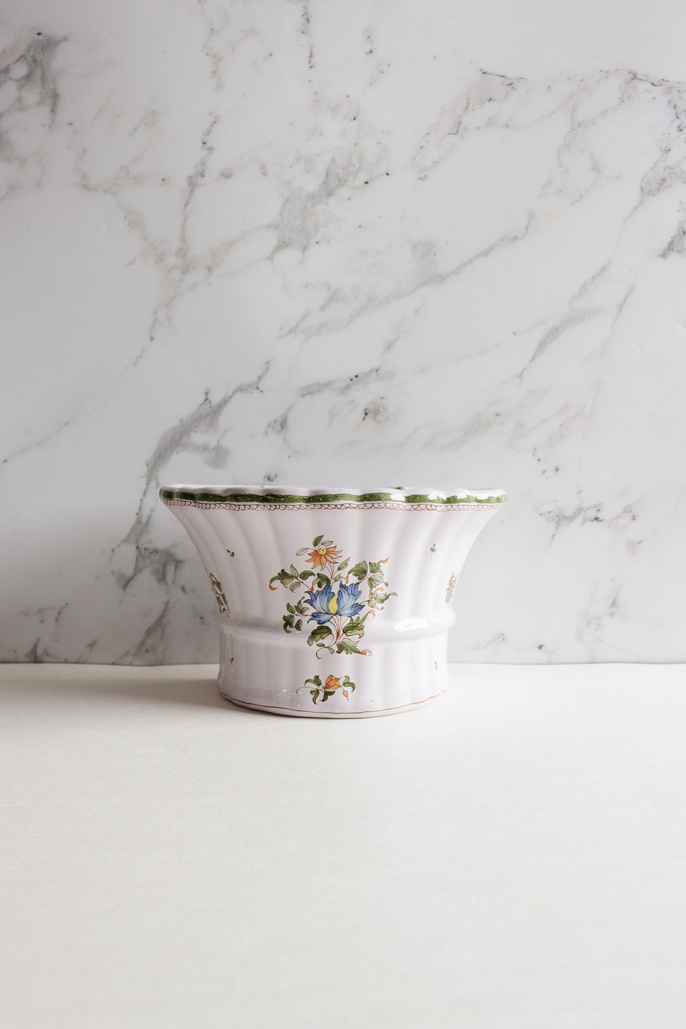 vintage french hand painted Moustiers bouquetière