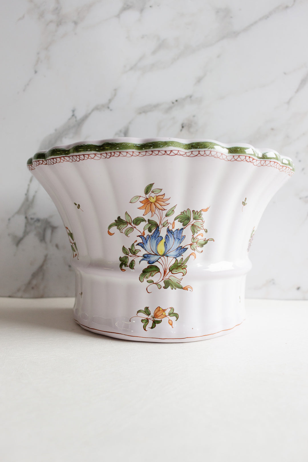 vintage french hand painted Moustiers bouquetière