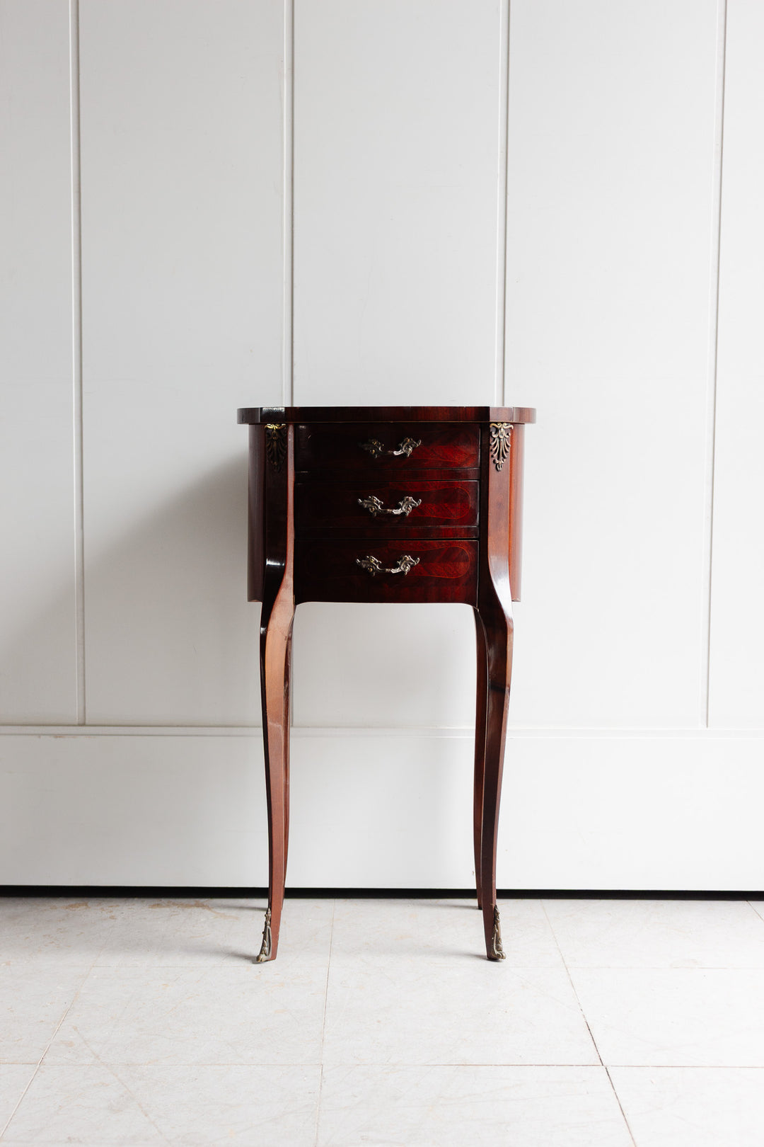 pair of antique french Louis xv style cherry wood nightstands
