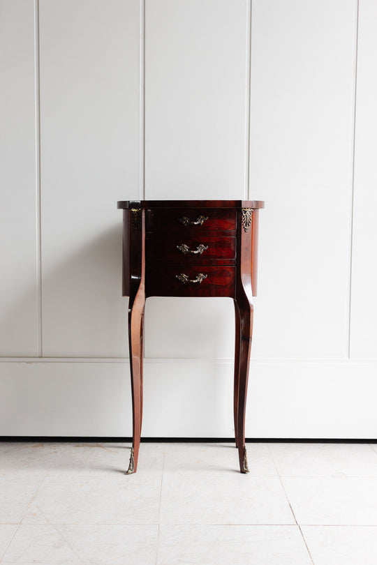 pair of antique french Louis xv style cherry wood nightstands
